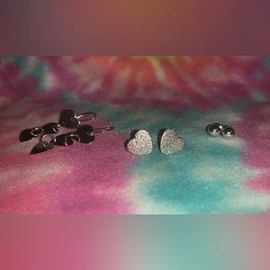 Sterling silver heart earring and studs
